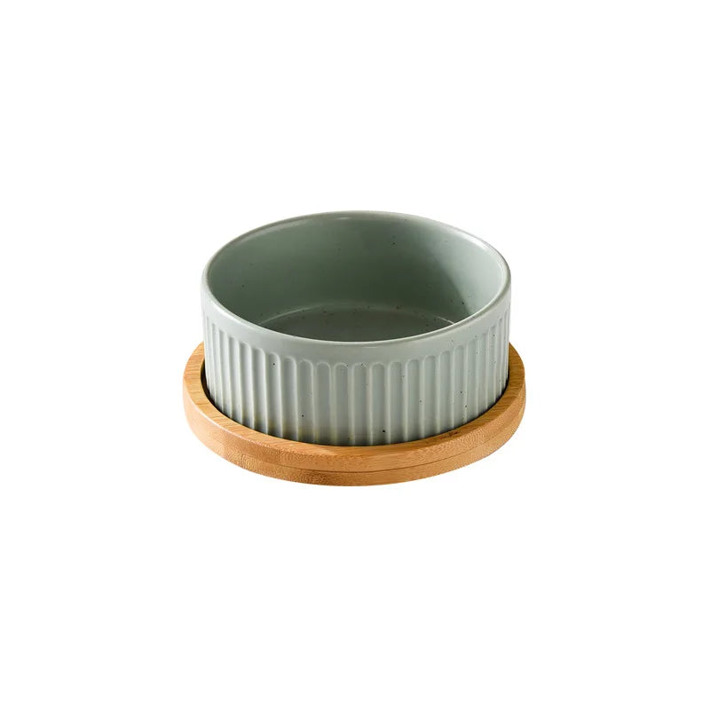 850 Ml Dogs and Cats Ceramic Bowl Double Triple Cat Food Wood Pallet Water Bowl Large Capacity Pet Drinking Water Feeder