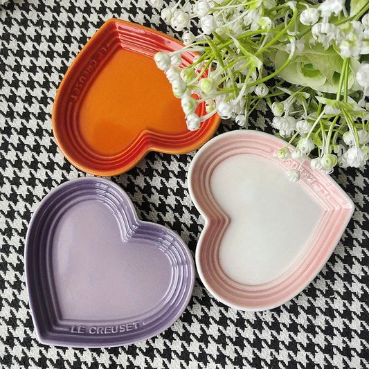 Ceramic Cat Bowl Extra Heart-Shaped Wide Anti Vomiting Stress Free Design12cm Durable Ceramic Pet Bowl for Small Cats & Dogs
