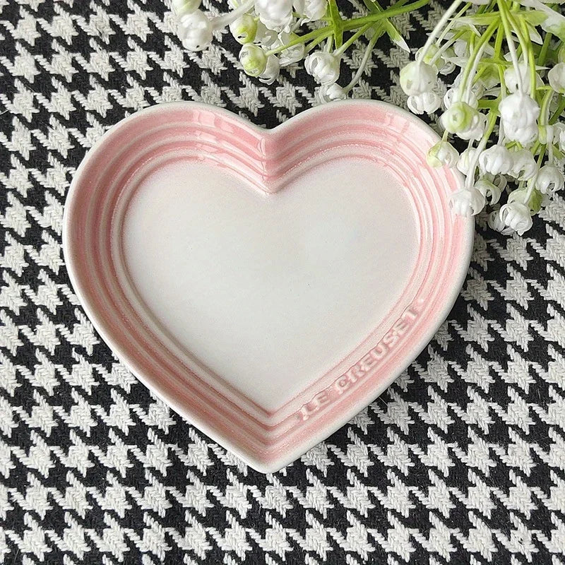 Ceramic Cat Bowl Extra Heart-Shaped Wide Anti Vomiting Stress Free Design12cm Durable Ceramic Pet Bowl for Small Cats & Dogs