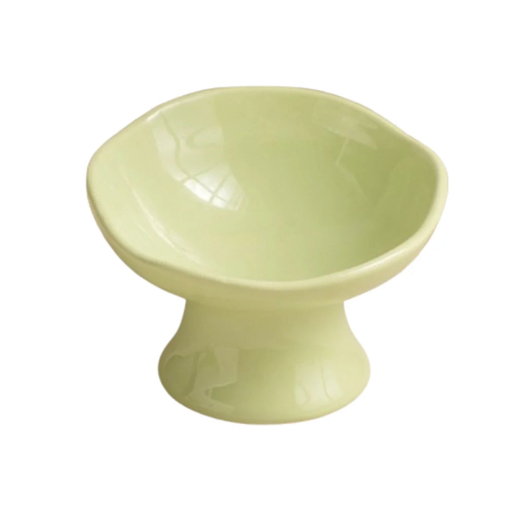 Non-slip Base Petal Ceramic Cat Bowl High Foot Tilted Angle Elevated Cat Bowl Ergonomic Anti-Tip Cat Bowl Pet Feeding Drinking