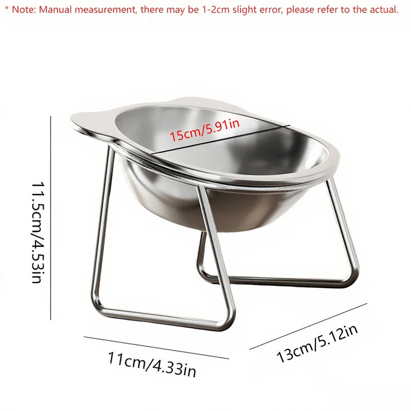Tilted Cat Bowl Stainless Steel Cat Food Bowls with Metal Stand Food and Water Dish for Cats Kitten Puppies Feeders Cat Supplies