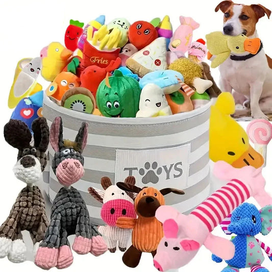 10/20/50 Pack Dog Squeaky Toys Plush Games Cute Plush Toys for Small Medium Dog Fleece Toys Wholesale
