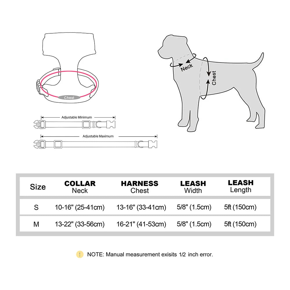 3pcs/set Dog Collar Harness and Leash Cute Bowknot Dogs Buckle Collars Pet Vest Harness Lead Leash Small Medium Dogs Pink Bowtie