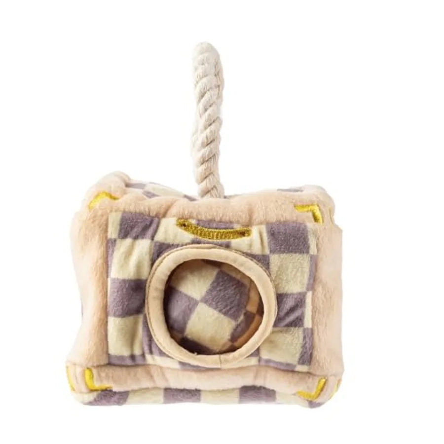 Checker Chewy Vuiton Trunk Activity House Plush Designer Dog Toys with Interactive Squeaker Stimulating Pet Enrichment Machine-