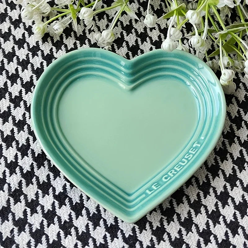 Ceramic Cat Bowl Extra Heart-Shaped Wide Anti Vomiting Stress Free Design12cm Durable Ceramic Pet Bowl for Small Cats & Dogs