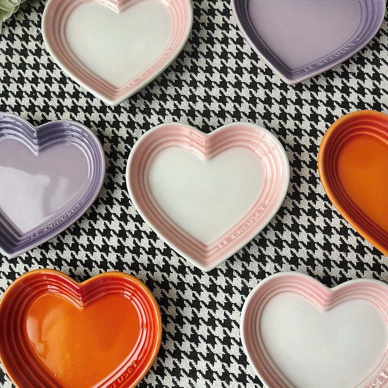 Ceramic Cat Bowl Extra Heart-Shaped Wide Anti Vomiting Stress Free Design12cm Durable Ceramic Pet Bowl for Small Cats & Dogs