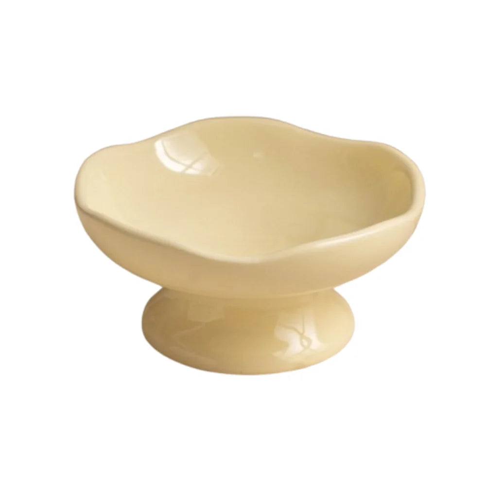Non-slip Base Petal Ceramic Cat Bowl High Foot Tilted Angle Elevated Cat Bowl Ergonomic Anti-Tip Cat Bowl Pet Feeding Drinking