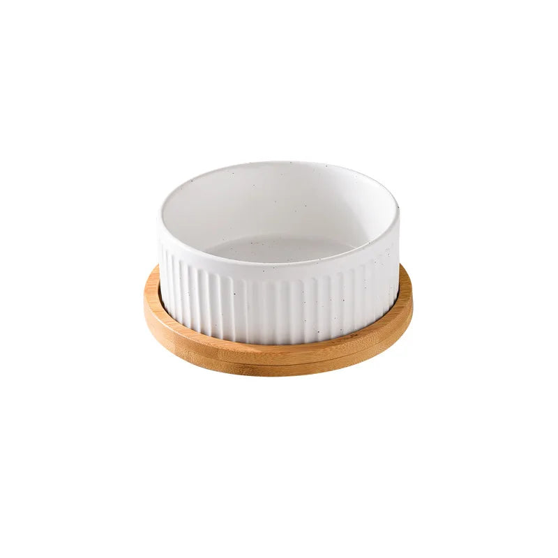 850 Ml Dogs and Cats Ceramic Bowl Double Triple Cat Food Wood Pallet Water Bowl Large Capacity Pet Drinking Water Feeder
