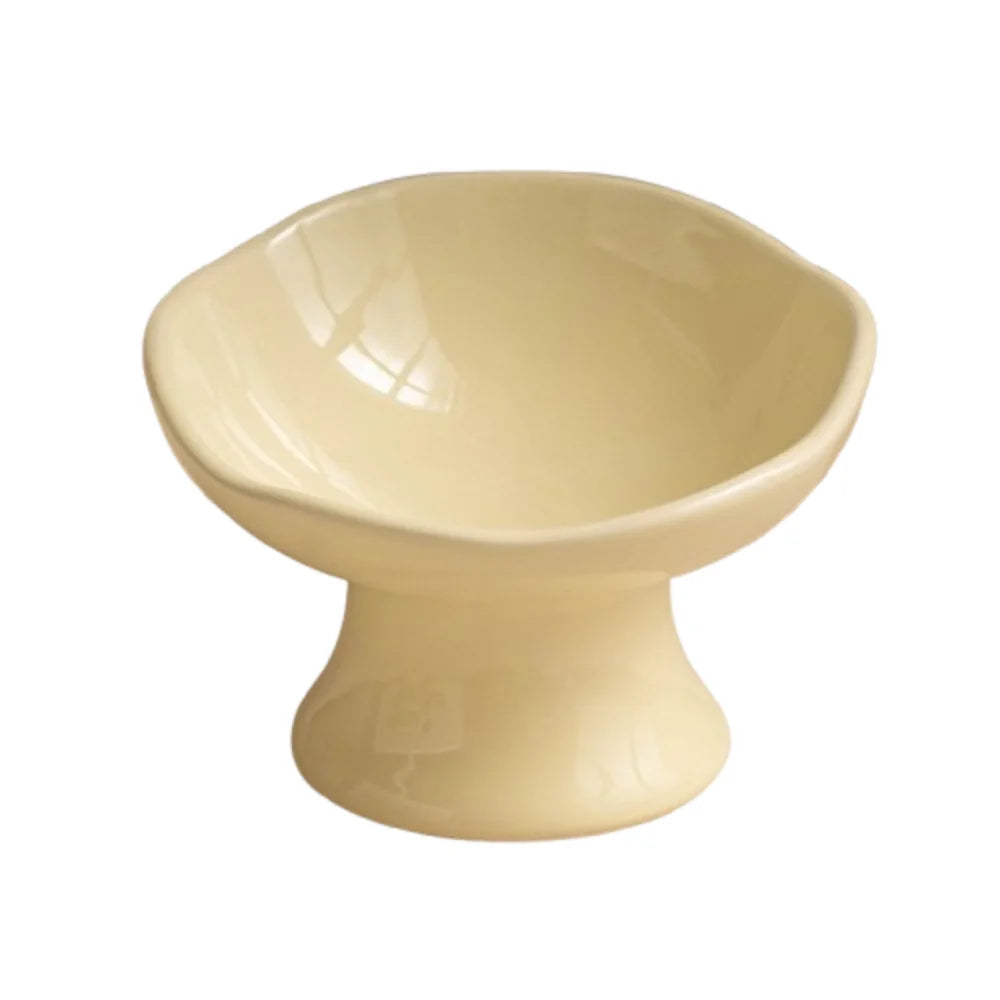 Non-slip Base Petal Ceramic Cat Bowl High Foot Tilted Angle Elevated Cat Bowl Ergonomic Anti-Tip Cat Bowl Pet Feeding Drinking