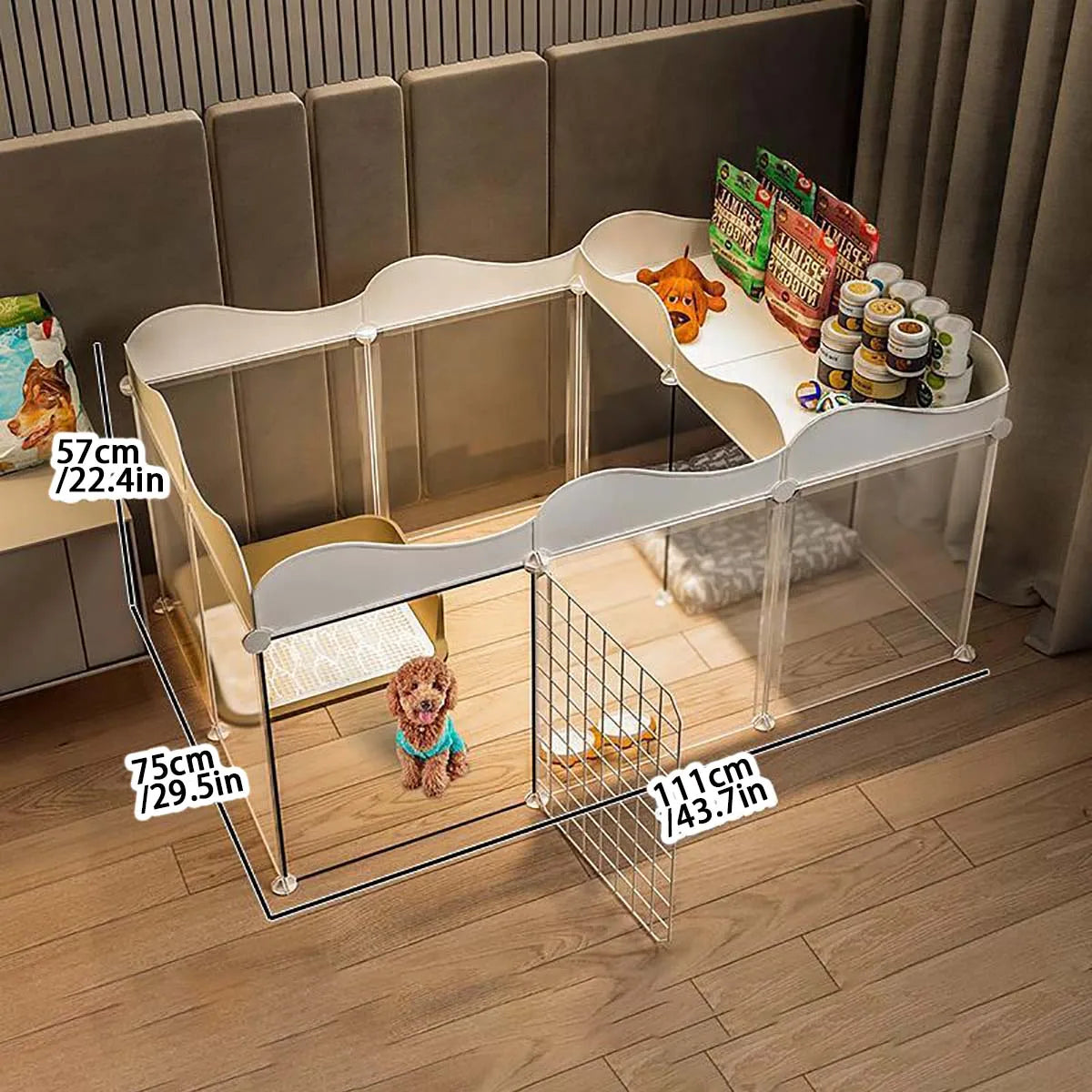 Pet dog enclosure Home House kennel Indoor small dog Teddy fence isolation door with toilet area dog cage